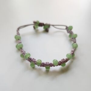 Handmade Purple and Green Beaded Bracelet